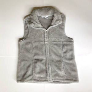 Soft Grey Croft & Barrow Fleece Fur Vest Full Zip XL